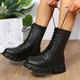 Women's Boots Platform Boots Combat Boots Plus Size Party Outdoor Daily Solid Color Booties Ankle Boots Winter Platform Chunky Heel Round Toe Punk Fashion Gothic PU Lace-up Black White