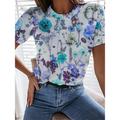 Women's T shirt Tee Flower Casual Daily Yellow Red Blue Print Short Sleeve Print Crew Neck Round Neck Regular Fit Spring Summer