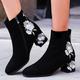 Women's Boots Suede Shoes Work Daily Floral Solid Colored Booties Ankle Boots Winter High Heel Block Heel Round Toe Elegant Suede Zipper Black White