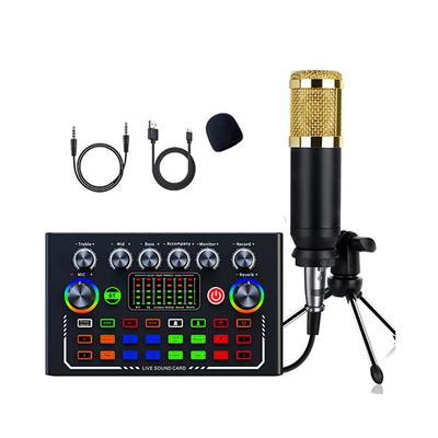 F009 Audio Mixer Live Sound Card and Audio Interface with DJ Mixer Effects and Voice Changer Podcast Production Studio Equipment