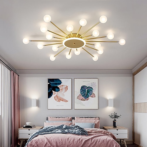 Moderne Halbeinbau-Deckenleuchten, 18 Köpfe, 24 Köpfe, 36 Köpfe, Deckenleuchten, Glaskugel, G4-Sockel, LED-Kronleuchter, geeignet für Küche, Wohnzimmer, Esszimmer, Schlafzimmer, Flur, AC110, AC220V Image