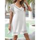 Women's Summer Dress Cover Up Cut Out Beach Wear Holiday Short Sleeves Black White Red Color