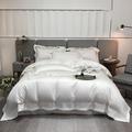 4PCS Pima Cotton Duvet Cover Set Supima Silkly Sateen Bedding Set 1 Dovet Cover 1 Flat Sheet 2 Pillowcases