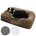 Sennaux Calming Dog Bed for Medium Sized Dogs Cats Cozy Soft Plush Pet Bed Washable L Khaki