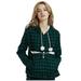 Charmgo Womens Tops Clearance Women s Autumn and Winter Fleece Loose Pet Hooded Sweater Pullover Large Pocket Plaid Sweatshirt Sweatshirt for Women Hoodies for Women Green