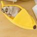 USCCE Pet Cat Dog Houses for Indoor Autumn Winter Self-Warming Pet Tent Cave Cat Beds for Cats/Small Dogs Cute Banana Shape Cave Pet Beds Detachable Indoor Interactive Toy Houses Yellow/S