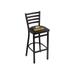 L004 - 25 Black Wrinkle Michigan Tech Stationary Counter Stool with Ladder Style Back by Holland Bar Stool Co.