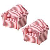 Living Room Sofa Set Toy Stripe Baby Doll Accessories Kids+toys Child Playsets Furniture Infant 2 Pcs