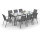Idmarket - Salon de jardin madrid table 190 cm et 8 chaises empilables gris anthracite plateau