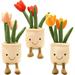 DJKDJL 3pcs Tulip Plush Toy Mothers Day Flowers Gifts Cute Tulip Plushies Stuffed Potted Plants Plush Doll Soft Plush Succulent Gifts for Kids Boys (Red+Orange+Pink)