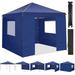 COBIZI 10X10 Pop-Up Waterproof Canopy with Mesh Window Carry Bag Easy to Carry 4 Removable Sidewalls 4 Stakes & Ropes Outdoor Tents for Party/Exhibition/Picnic Dark Blue