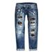 SZXZYGS Womens Jeans High Waisted Bootcut Womens Jeans Baseball Print Ripped Pants Easter