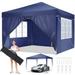 10 x 10 Pop up Canopy Straight Legs Instant Canopy for Outside Party Canopy with 4 Removable Sidewalls & Carrying Bag for Wedding Picnics Camping Dark Blue