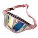 Sports Running phone waterproof waist bag transparent reflective messenger chest bag Laser waist bag - pink