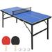 Mid-Size Table Tennis Table Indoor and Outdoor Ping Pong Table Set Foldable & Portable Table Tennis Table with 2 Table Tennis Paddles and 3 Balls 5 Minute Assembly 60 x 26 x 27.5 Inch