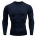 WUWUQF Long Sleeve Tee Shirts for Men Mens Fitness Running Sports T Shirt Thermal Muscle Athletic Gym Compression Clothes Clothing Blue