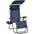 Yaheetech 26in Outdoor Zero Gravity Chair with Cupholder and Pillow Navy Blue
