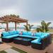 Zenova 11-piece Outdoor Patio Rattan Sofa Sectional Set Wicker Sofa Blue 11-piece 9