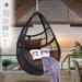 Swing Egg Chair Hammock Chair Hanging Chair Aluminum Frame and UV Resistant Cushion for Indoor Outdoor Patio Bedroom Wicker Rattan Hand Made Chair 330LBS Capacityï¼ŒCoffee