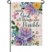 with God all Things are Possible Spring Home Decorative Garden Flag Summer House Yard Religious Outdoor Peony Flower Fall Inspirational Butterfly Faith Outside Farmhouse Small Decor 3X5FT