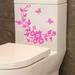 Mashaouyo Flower Toilet Seat Wall Sticker Bathroom Decoration Decals Decor Butterfly Pink