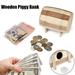 Pengzhipp Storage Bags Wooden Pigg y Bank Box Savings Wine Barrel Wood Carving Handmade Practical Home Textiles Brown