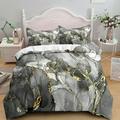 Gold Metallic Marble Comforter Cover Set Twin Full Queen King Size 3 Piece Bed in a Bag Foil Print Glitter White Comforter Cover and Pillowcases Set All Season Soft Microfiber Complete Bedding Sets