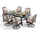 Perfect VILLA Outdoor Patio Dining Table and Chairs Set Heavy Duty 9 Piece Outdoor Dining Set for 8-8 Extra Large Patio Swivel Chairs 1 Extendable Rectangular 82 x 37 Patio Met