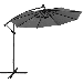Alden Design 10FT Patio Offset Umbrella with 32 LED Lights Crank & Cross Base for Outdoor Gray