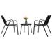 Ktaxon 3PCS Bistro Table Set Outdoor Furniture Set with 2 Stackable Patio Dining Chairs and Glass Table for Yard Balcony Porch Black and Coffee