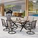 9 Pieces Patio Dining Set Rectangular Expandable Black Metal Table with 10 Padded Textilene Fabric Swivel Chairs Outdoor Furniture Set for Garden Poolside Backyard Porch