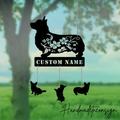 Handmadetneonsign Custom Metal Corgi Dog Wind Chime Personalized Metal Corgi Garden Decor