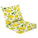 2 Piece Indoor/Outdoor Cushion Set Abstract lemons leaves seamless repeat pattern Random placed citrus Casual Conversation Cushions & Lounge Relaxation Pillows for Patio Dining Room Office Seating