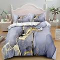 Gold Metallic Marble Comforter Cover Set Twin Full Queen King Size 3 Piece Bed in a Bag Foil Print Glitter White Comforter Cover and Pillowcases Set All Season Soft Microfiber Complete Bedding Sets