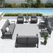 Kullavik Aluminum Patio Furniture Set with 2 Swivel Rocking Sofas 9-seat Metal Outdoor Furniture Patio Conversation Set w/5.1 Cushions for Patio Backyard Poolside-Grey