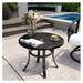 MOWENTA Patio Table of Cast Aluminum - Outdoor Bistro Table with 2.17 Umbrella Hole for Porch Balcony Backyard Patio Bistro Small Side Dinning Table Waterproof Rust-Proof All Weather