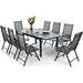 & William 9 Pieces Patio Dining Set for 6-8 People Outdoor Expandable Metal Table and PE Rattan Chairs Set with Cushions Modern Conversation Furniture for Terrace Porch Backyard