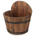 Wood Wall-mount Flowerpot Balcony Planters Rustic Holder Raised Garden Bed Bucket