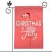 Welcome Christmas in July Flamingo Garden flag 12 x18 inch Double sided Printed Double Sided Polyester Home Decorative Yard Flag Home Patio Lawn Outside Outdoor