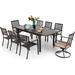 Perfect & William Patio Dining Set for 6 Outdoor Furniture Set 7 Pieces 4 x Metal Dining Chairs 2 Swivel Chairs with 1 Rectangular Metal Dining Table Outdoor Patio Set for Outdoor L