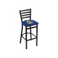 L004 - 25 Black Wrinkle South Dakota State Stationary Counter Stool with Ladder Style Back by Holland Bar Stool Co.