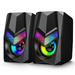 Computer Speakers Set 2.0 RGB Gaming PC Speakers for Monitor USB Powered & 3.5mm AUX-in Multimedia Small Speakers for Laptop Xbox 10W Black