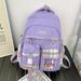 Kawaii Plaid Pattern Laptop Backpack Preppy Style Student School Bag Multi Pocket Travel Bookbag For Teen Girls