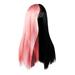 Half Black Half Pink Long Straight Wigs Fashion Synthetic Hair Wigs for Makeup