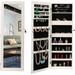 JIAH Mirror Jewelry Cabinet Jewelry Armoire with Full-Length Mirror Wall/Door Mounted Door Cabinet Lockable Makeup Organizers and Storage Cosmetic Cabinets and Storage Boxes White