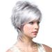 Pixie Cut Gray Silver Hair Full Wigs Women Lady Casual Short Wavy Curly Wig