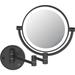 Circular LED Magnifying Mirror For Makeup Solid Brass Shaving Mirror | Circular LED Wall Mount Dual-Sided Mirror (Matte Black) (KMM101)