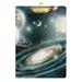 ALAZA Alien Planet Solar System Galaxy In Space Clipboards for Kids Student Women Men Letter Size Plastic Low Profile Clip 9 x 12.5 in Silver Clip