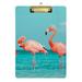 ALAZA Flamingo Animal Beach Lanscape Clipboards for Kids Student Women Men Letter Size Plastic Low Profile Clip 9 x 12.5 in Silver Clip
