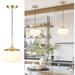 FJU Brass Pendant Light for Kitchen Island Adjustable Height Milky Glass Pendant Light (12 inches Wide)